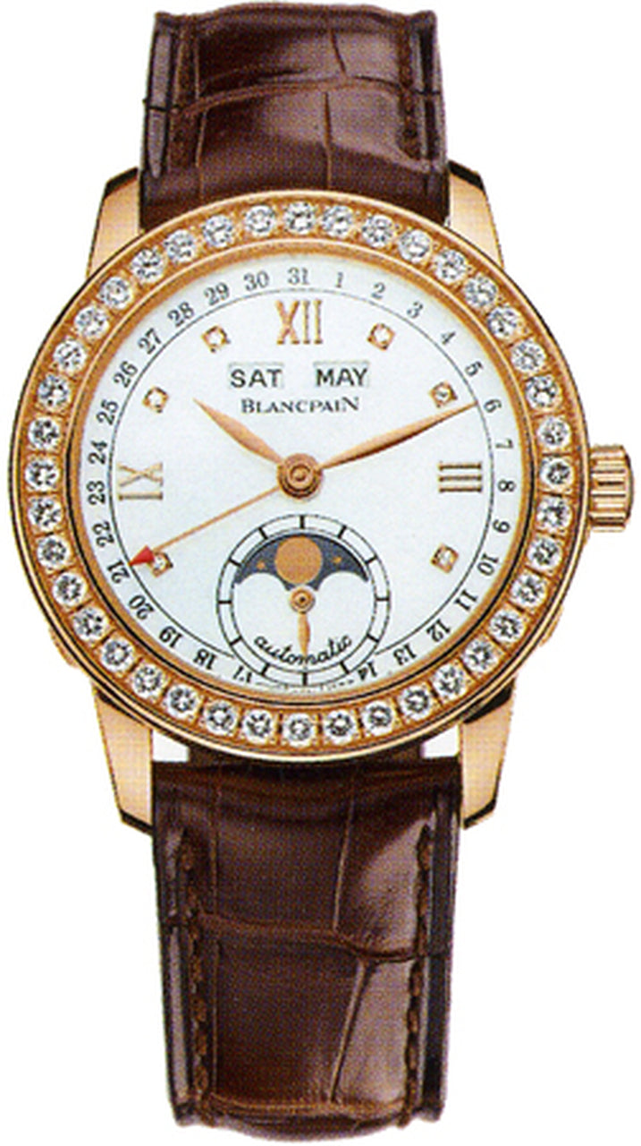 Blancpain Leman Moon Phase 18K Rose Gold Women's Luxury Watch - Elegant Dress Watch for Formal Events & Special Occasions