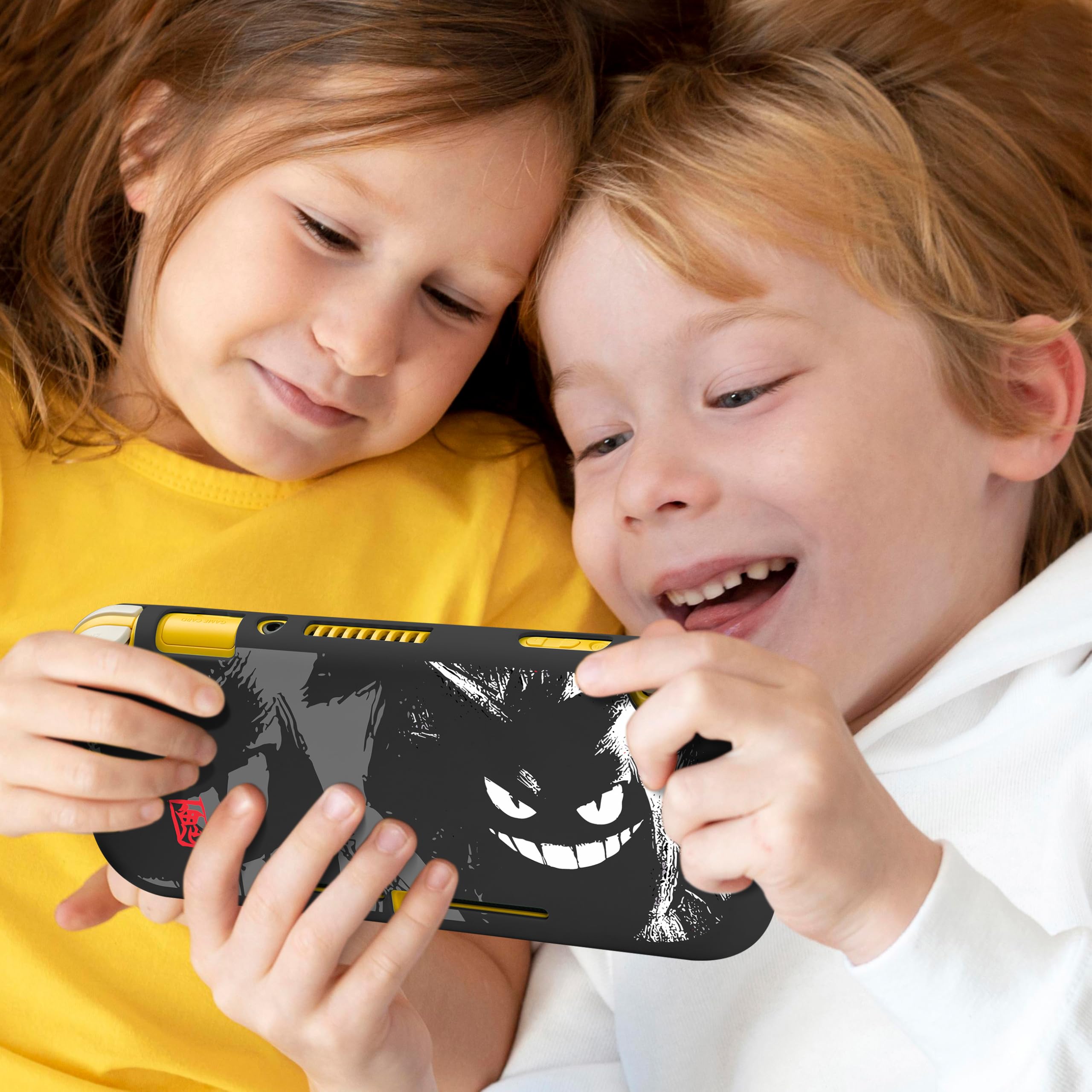Xcitifun Soft TPU Protective Case for Nintendo Switch Lite - Cute Kawaii Cartoon Character Design for Girls, Boys & Kids | Durable Shockproof Cover Compatible with Switch Lite | Perfect for Gaming, Travel & Daily Protection (Black Comics Style)