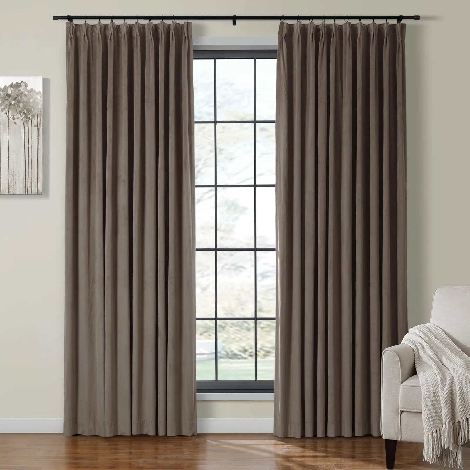 Birkin Velvet Curtain Pleated - Luxurious Blackout Drapes for Living Room & Bedroom - Elegant Window Treatment for Home Decor