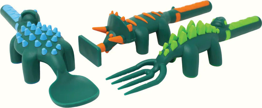 Dinosaur Kids Utensil Set - Fork, Spoon, and Knife for Toddlers - BPA-Free Plastic Cutlery for Boys & Girls - Fun Dinosaur-Themed Eating Tools for Home, School, and Picnics