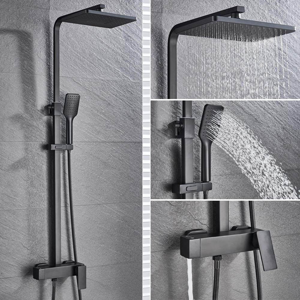 Black Wall Mounted Rain Shower Head with Mixer Tap - Premium Bathroom Shower Faucet Set for Modern Bathtub & Shower Combo | Perfect for Spa-Like Relaxation & Luxury Bathroom Upgrade