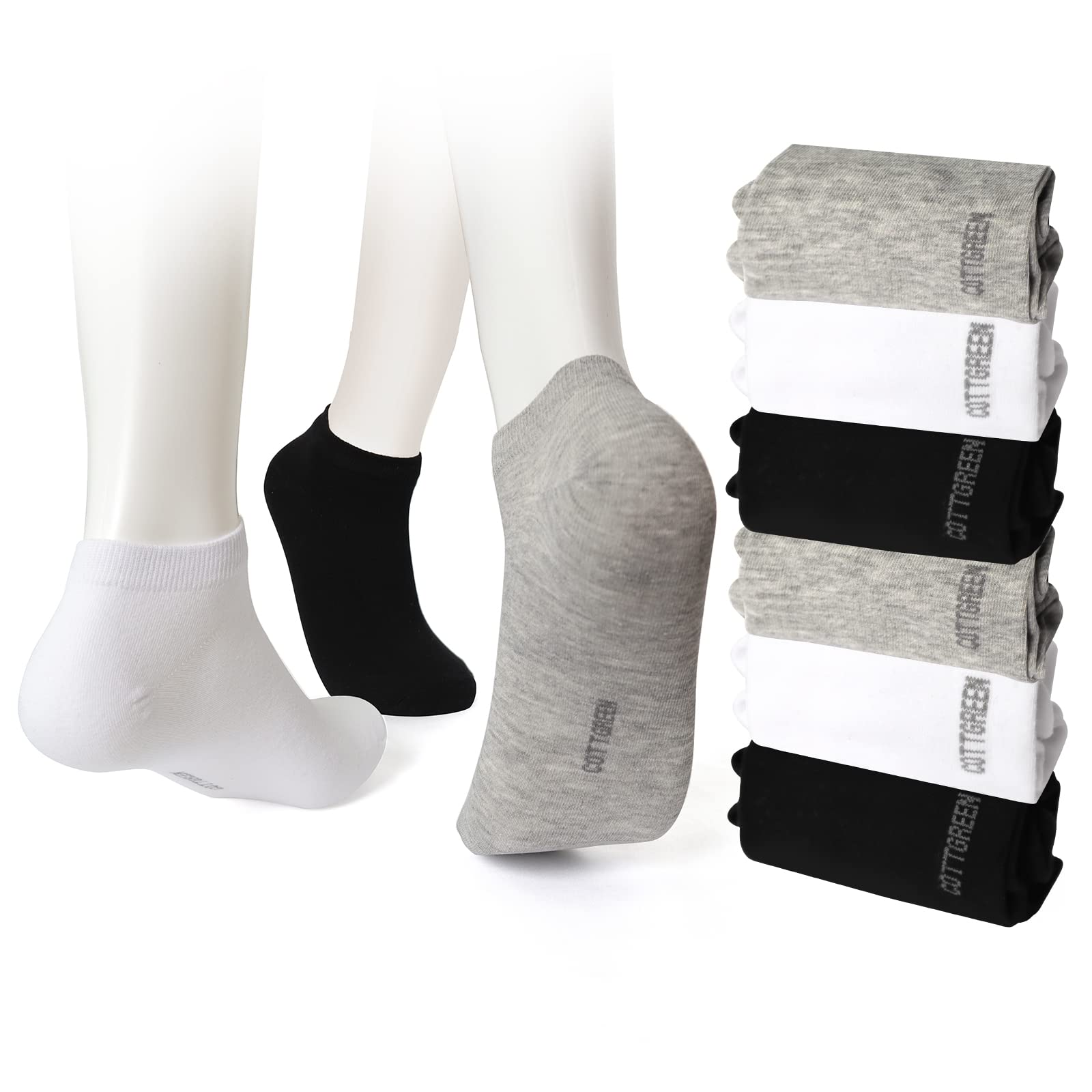 Breathable Low Cut Ankle Socks for Men - Soft Cotton Rich Casual & Athletic Socks (Size 6-12) - 6 Pairs (3 Colors) or 8 Pairs (Single Color) - Perfect for Golf, Running & Everyday Wear