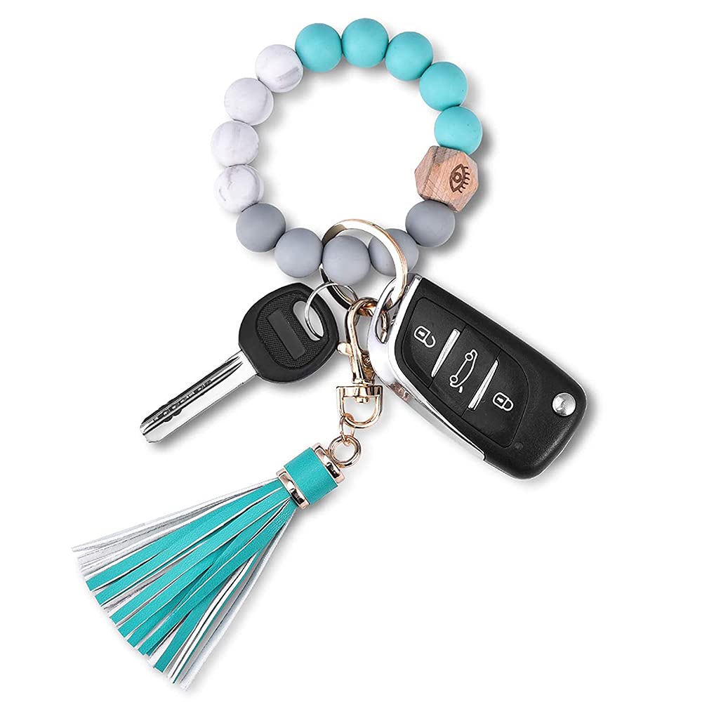 Leather Tassel Keychain Bracelet for Women - Large Circle Wristlet Key Holder with Stylish Tassel | Perfect Gift for Her, Office, Travel & Daily Use