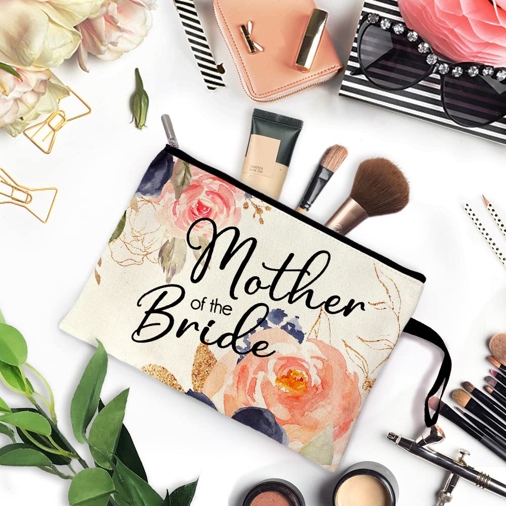 ZHANTUONE Elegant Mother of the Bride Cosmetic Bag - Perfect Wedding Party Gift Set for Engagement, Bridal Shower & Special Occasions | Floral Makeup Pouch for Travel & Daily Use