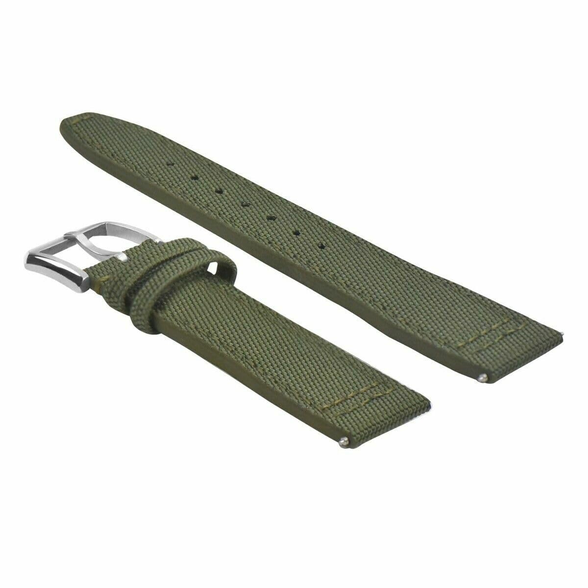22mm Canvas Leather Watch Band Strap Replacement for IWC Pilot & Top Gun - Durable Green Portuguese Style Watch Strap for Men | Perfect for Casual Wear, Business Attire & Outdoor Adventures
