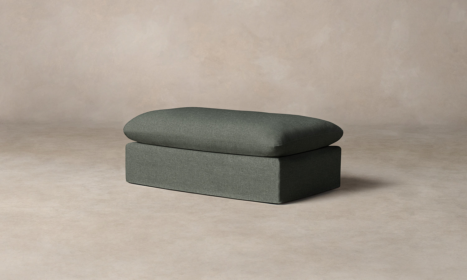 Dune Ottoman - Heritage Belgian Linen Thyme | Stylish Footrest & Living Room Accent Piece for Modern Home Decor