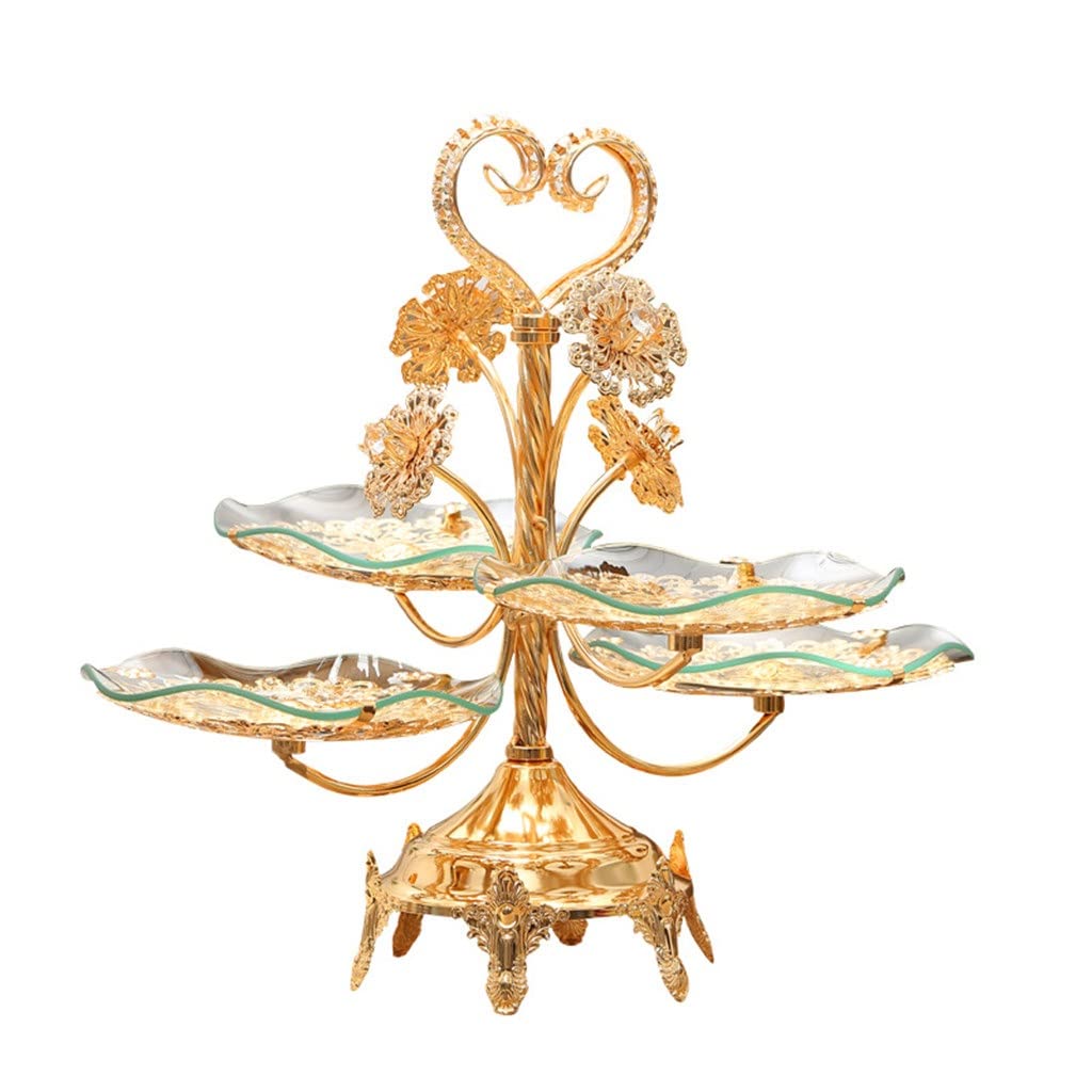 Elegant Gold Fruit Plate with Cover - Creative High-End Coffee Table Snack Tray for Living Room, Dining Table, and Office Desk | Perfect for Serving Fruits, Candy, and Snacks in Style