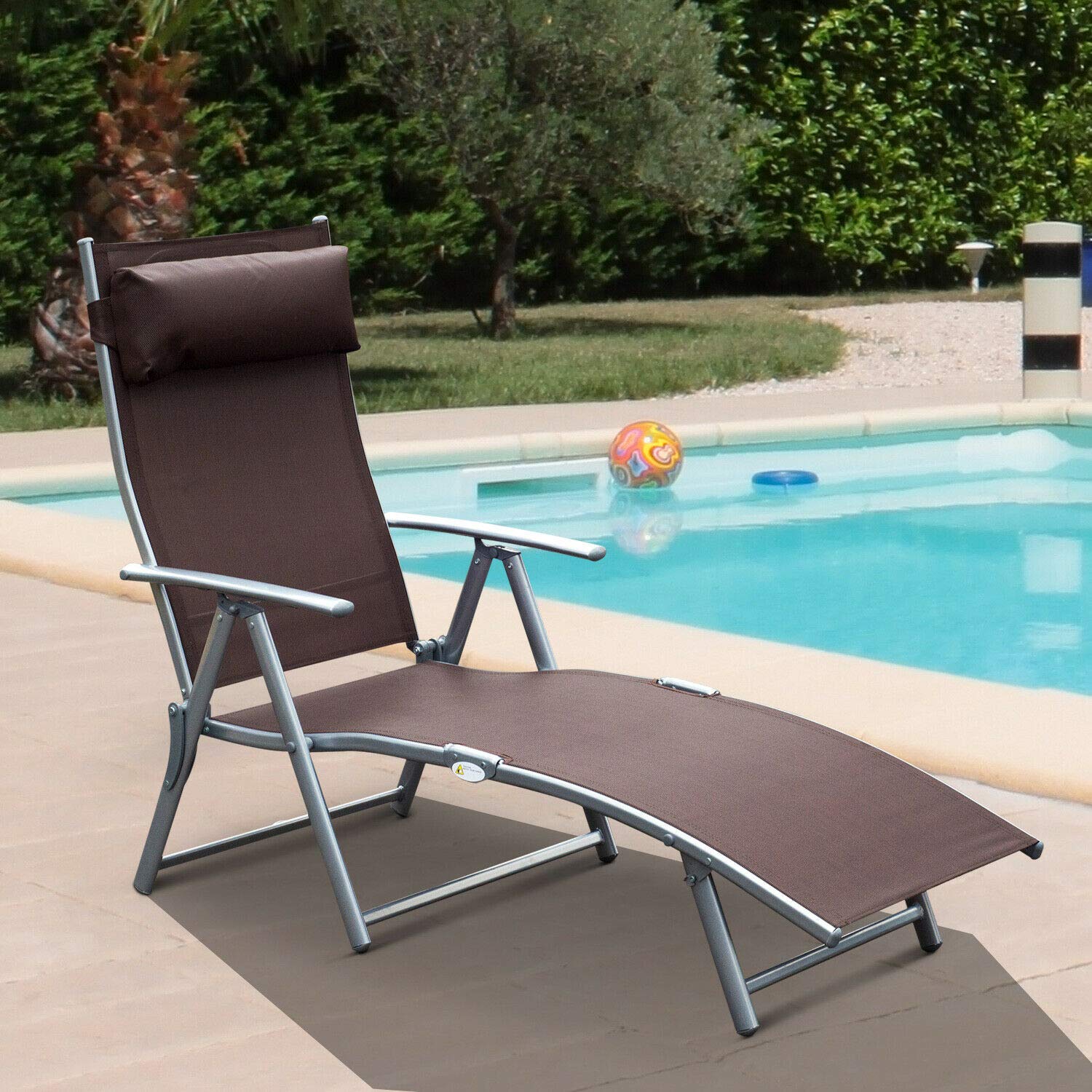 Adjustable Folding Chaise Lounge Chair - Reclining Outdoor Patio Pool Beach Sun Chair for Camping, Backyard & Relaxation by SHG | Perfect for Sunbathing, Lounging & Outdoor Leisure