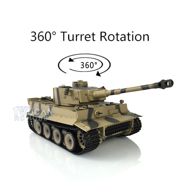 2.4GHz Henglong 1/16 Scale 7.0 Plastic German Tiger I RTR RC Tank Model 3818 with 360° Rotating Turret, Smoke Generator & Gearbox - No Barrel Recoil - Perfect for Military Enthusiasts, Collectors and RC Tank Battles