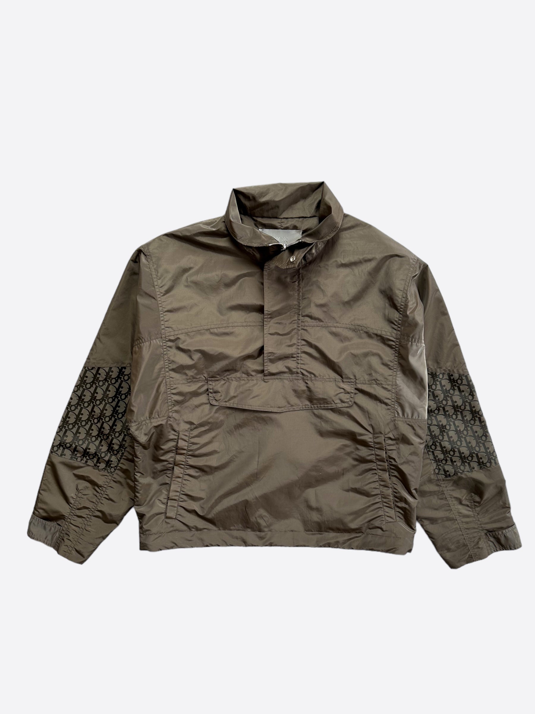 Dior Dark Olive Oblique Anorak Jacket - Waterproof Windbreaker for Men & Women | Perfect for Outdoor Hiking, Travel & Fashion Streetwear
