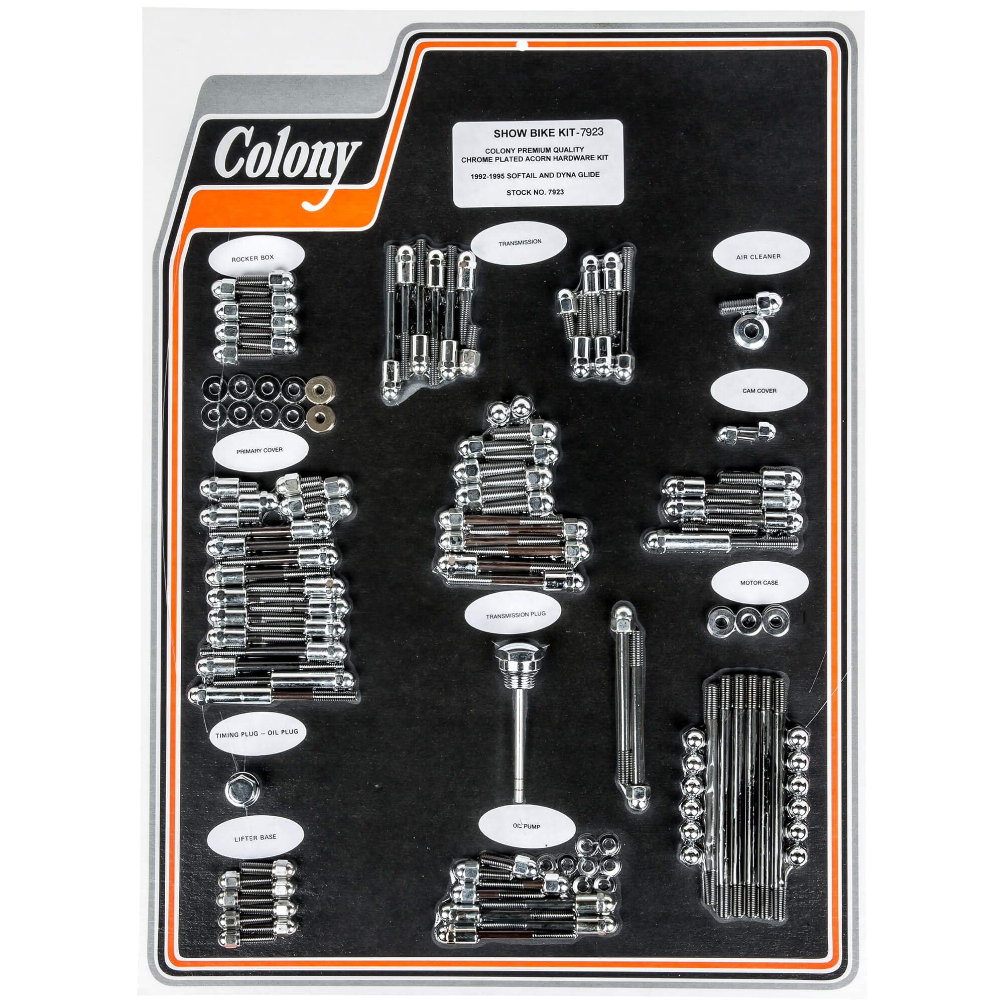 Complete Harley Davidson Show Bike Kit #7923 - Chrome Plated Acorn Hardware for 1992-1995 Softail & Dyna Glide Models | Perfect for Motorcycle Shows, Custom Builds & Restoration Projects