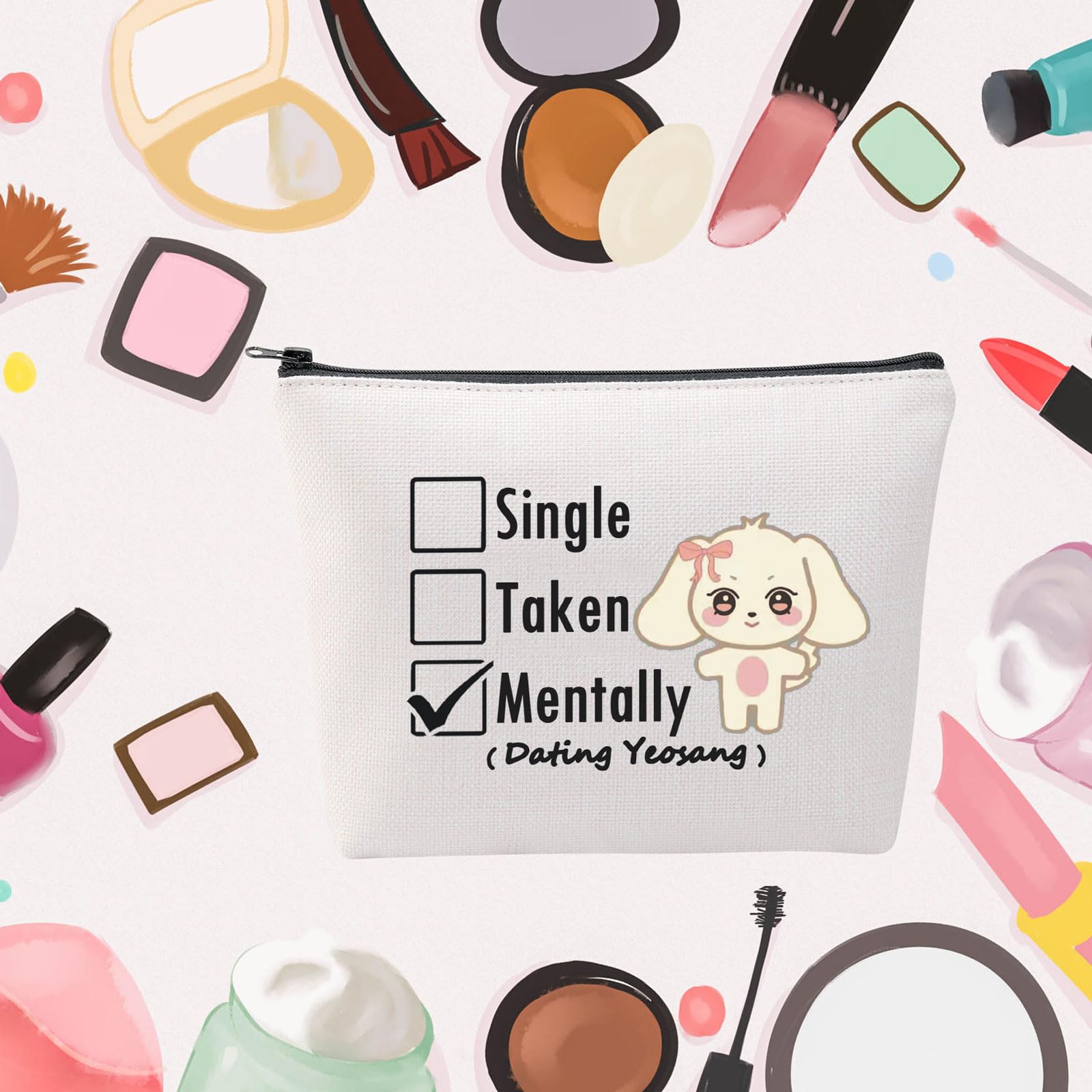 MNIGIU Korean Kpop Star Makeup Bag - Perfect Gift for Group Lovers, Single or Taken - Cute Dating Accessory & Music Album Gift for Kpop Fans - Great for Concerts, Travel & Daily Makeup Storage