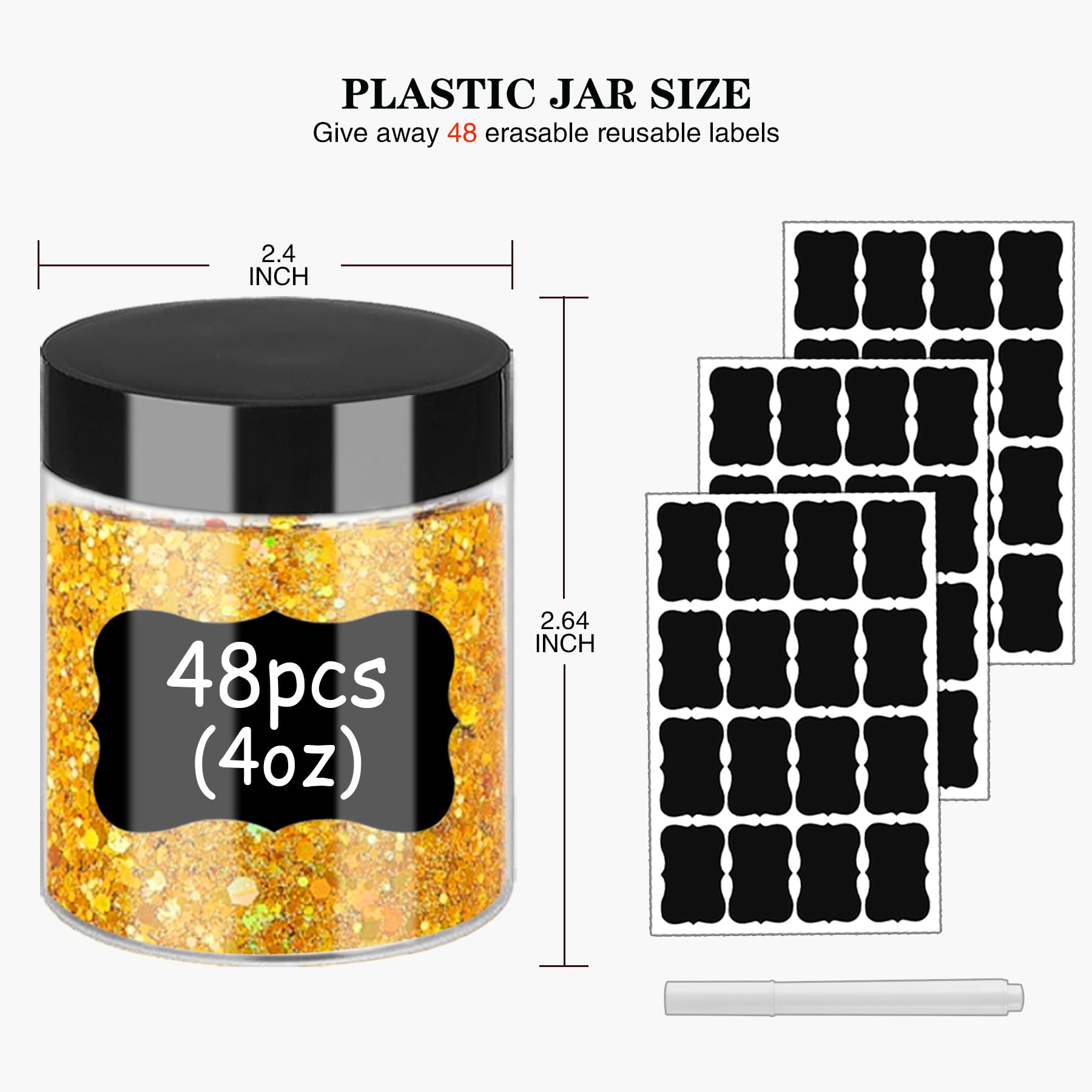 48-Pack 4 oz Clear Plastic Jars with Black Lids - Leakproof Cosmetic Containers for Lotion, Cream & Slime | Travel-Friendly Refillable Sample Jars for DIY, Beauty Products & Crafts