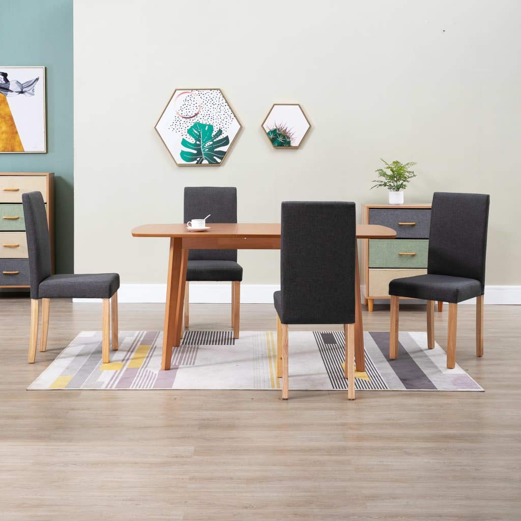 H.BETTER 4-Piece Fabric Dining Chairs Set with Padded Seat - Modern Kitchen & Dining Room Chairs with Sturdy Wooden Legs in Dark Gray - Perfect for Home, Restaurant, and Office Use