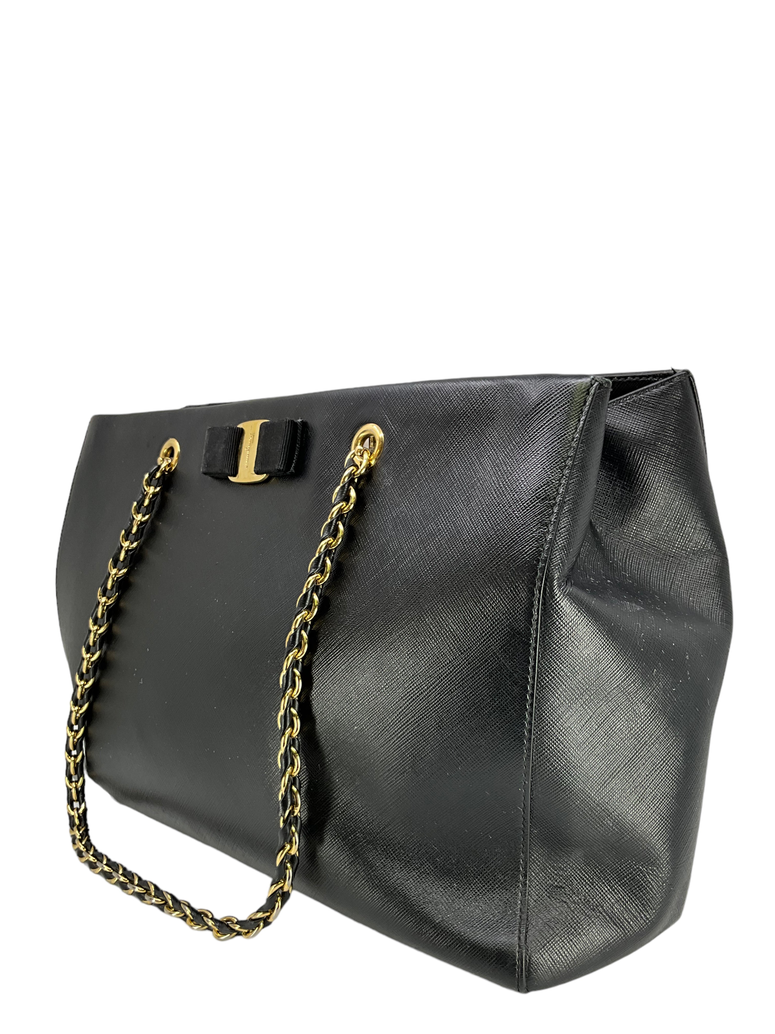 Salvatore Ferragamo Saffiano Leather Melike Vara Bow Bag for Women | Luxury Designer Handbag | Perfect for Work, Evening Events & Special Occasions