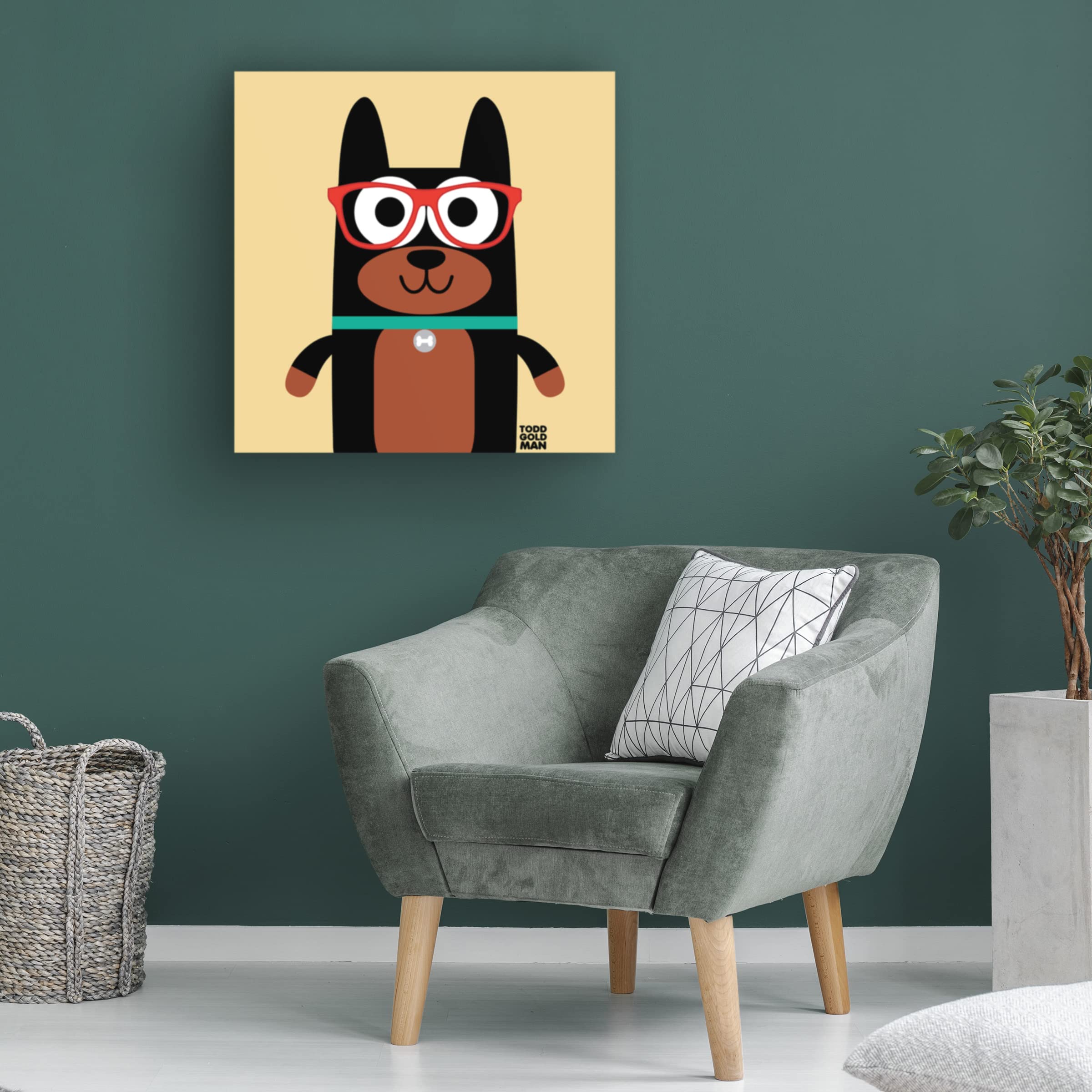 Trademark Fine Art 'Bow Wow Doberman' Canvas Wall Art by Todd Art - Perfect for Living Room, Bedroom & Office Decor