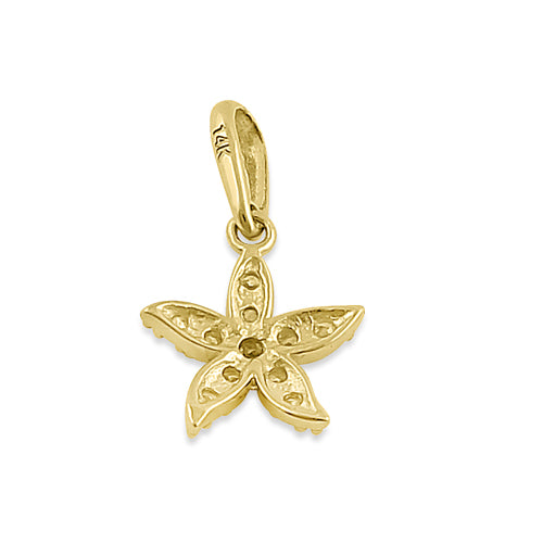 14K Solid Yellow Gold Starfish Pendant with Cubic Zirconia - Perfect for Beach Vacations, Summer Outfits & Gift Giving