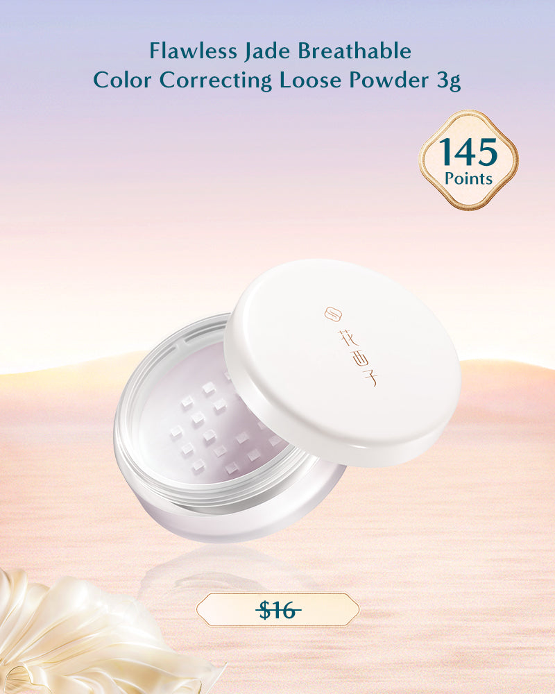 Flawless Jade Breathable Color Correcting Loose Powder 3g - Oil Control & Pore Minimizing Face Powder for All-Day Matte Finish | Perfect for Daily Makeup & Photo Shoots