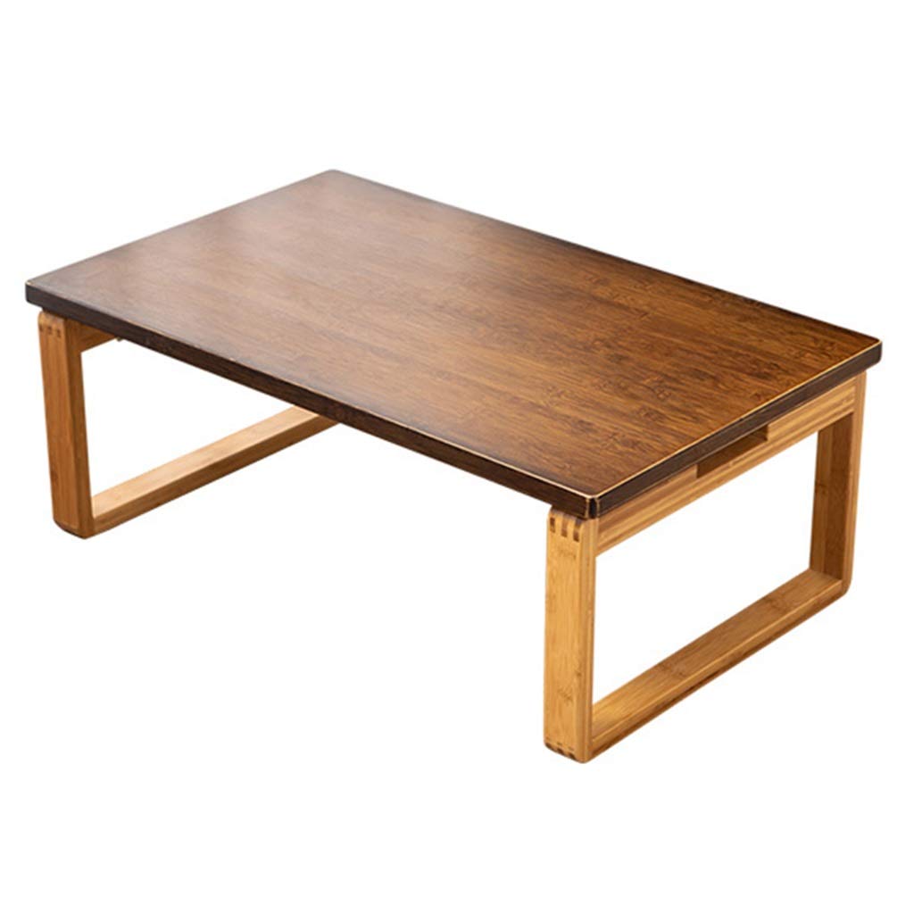 Solid Wood Folding Low Tea Table - Japanese-Style Tatami Sitting Table, Bamboo Kang Table for Home (Wood Color, 60x40x26cm) - Perfect for Meditation, Tea Ceremony & Small Space Living