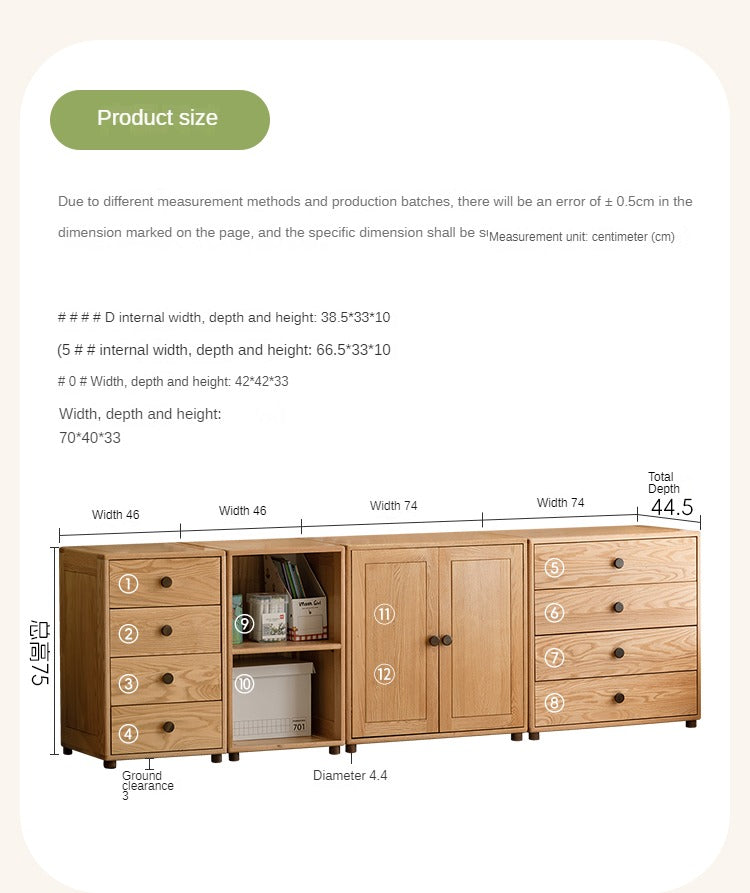 Solid Oak Wood Modern Nordic Kids Storage Cabinet - Multifunctional Organizer for Toys, Books & Clothes | Perfect for Nursery, Playroom & Bedroom Organization