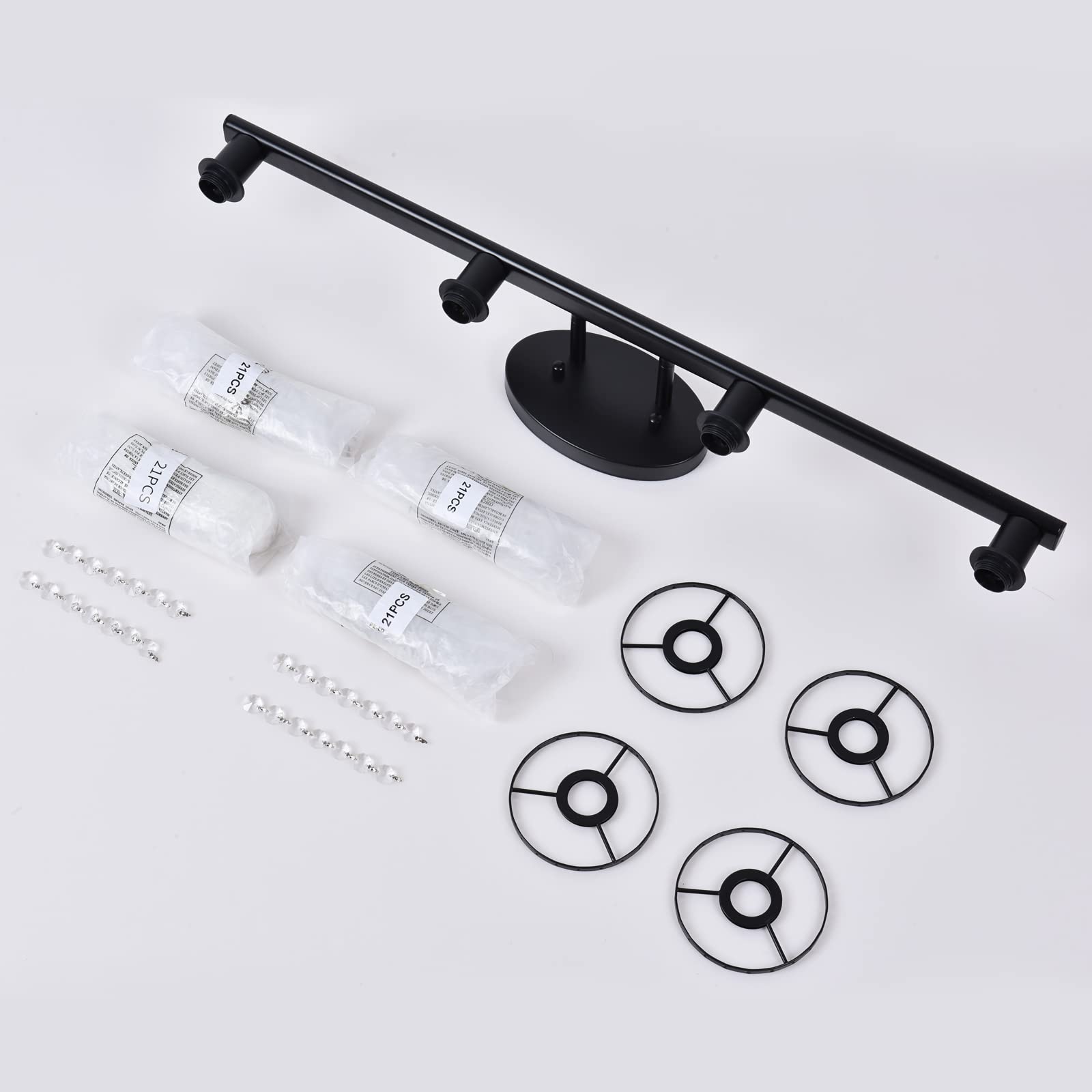 Modern Black Vanity Light 4-Light Crystal Bathroom Fixture for Mirror - Perfect for Bathroom Makeup & Grooming