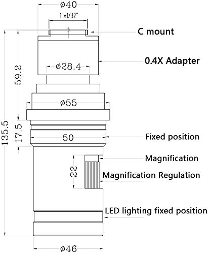 10X-200X Zoom WD100 Continuously Variable 0.7X-5X Adjustable Magnification FHD C-Mount Lens for HDMI VGA USB Microscope Camera - Perfect for PCB Inspection, Biological Research & Industrial Quality Control