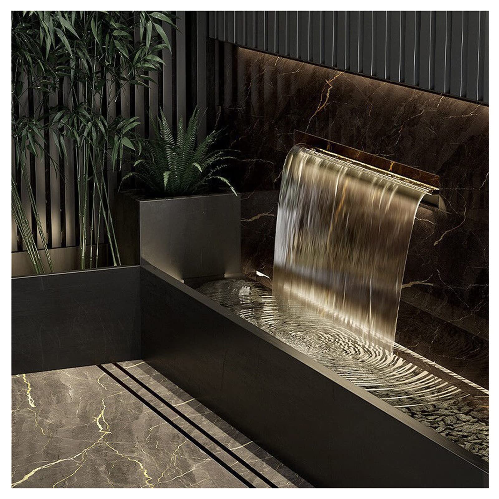 DYXJB Stainless Steel Waterfall Pool Fountain - 1m/3.3FT Rockery Water Curtain with Circulating Pump for Swimming Pools, Garden Decor, Backyard Landscaping, and Outdoor Water Features