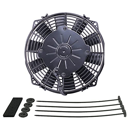 Derale 8 Inch Electric Cooling Fan - 366 CFM Straight Blade Puller Fan, 8 x 8-1/4 x 2 Inch, Plastic Construction - Perfect for Automotive Radiators, HVAC Systems & Industrial Cooling Applications