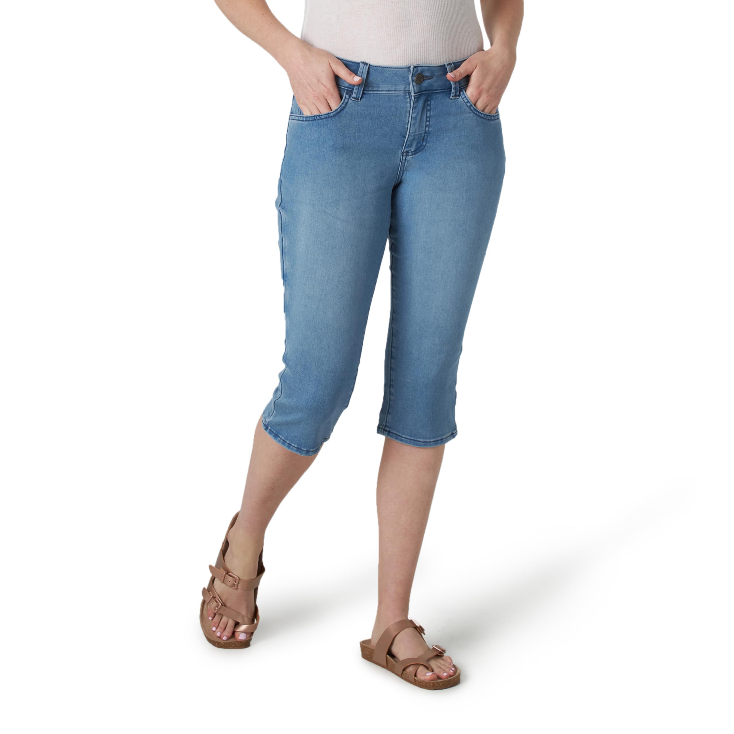 Riders by Lee Indigo Women's Ultra Soft Denim Capri Pants - Comfortable Stretch Fit for Casual Wear, Summer Outfits & Everyday Style