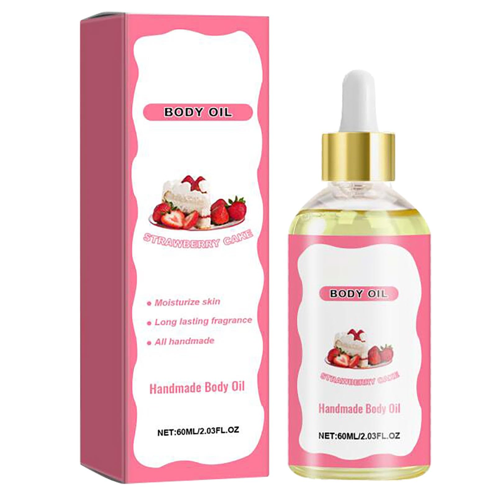 VEFSU 60ml Strawberry Scented Body Oil for Women - Moisturizing & Smoothing Skin Care with Long-Lasting Fragrance | Perfect for Dry Skin, Massage, Aromatherapy & Daily Hydration (One Size)