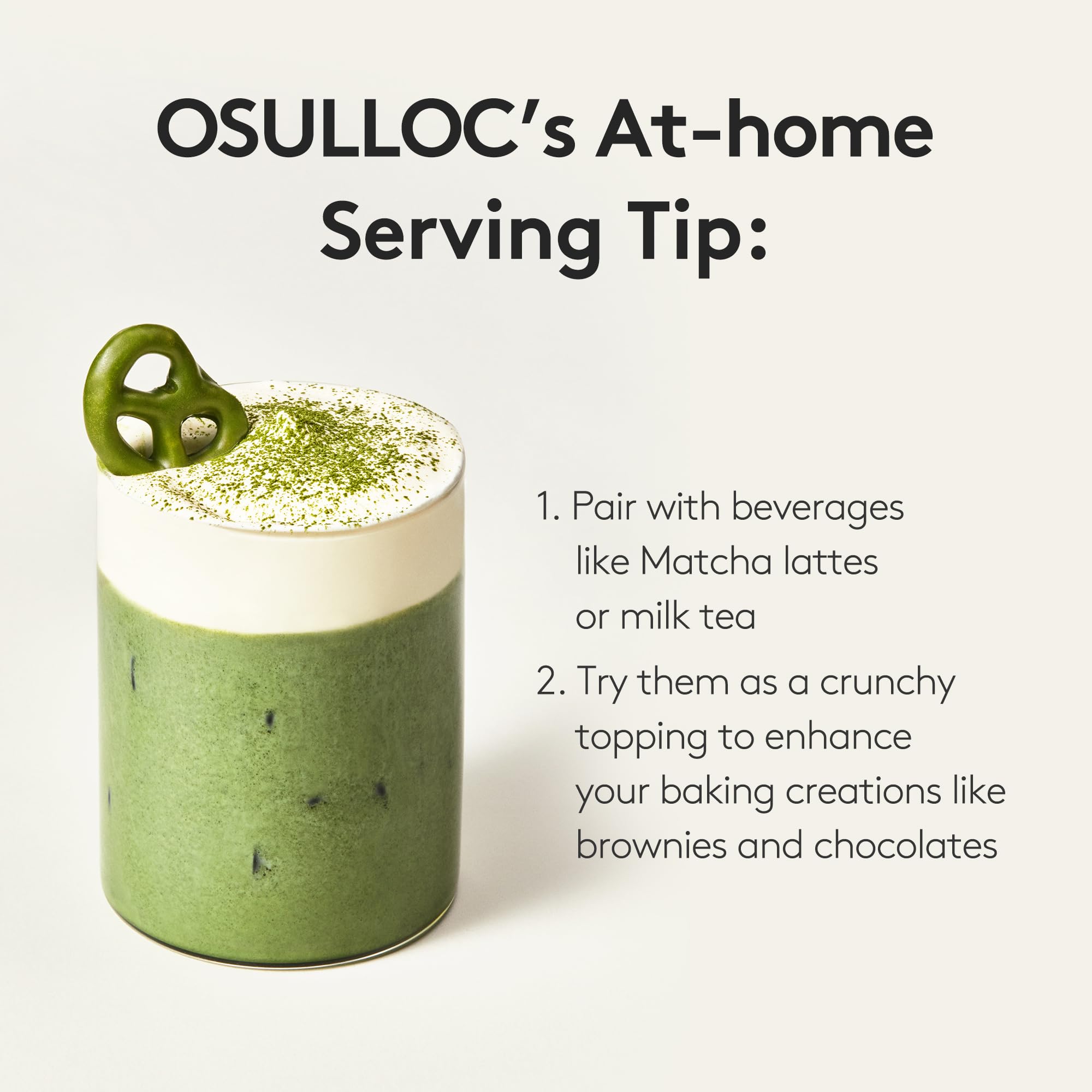 OSULLOC Matcha Pretzel Snacks (2.46 oz, 70g) - Premium Korean Green Tea Flavored Crackers from Jeju Island | Asian Tea Time Treats for Office, School & Home Snacking