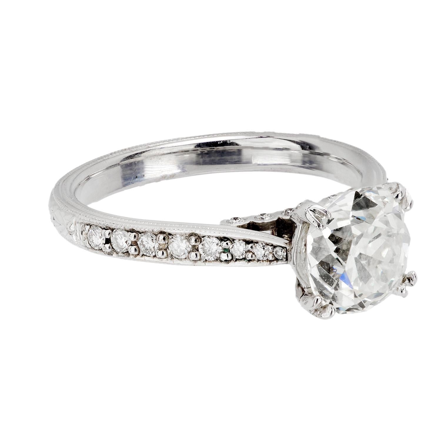 Platinum Diamond Engagement Ring 2.05ct GIA Certified - Vintage Style Solitaire Wedding Band for Women, Perfect for Proposals, Anniversaries & Special Occasions