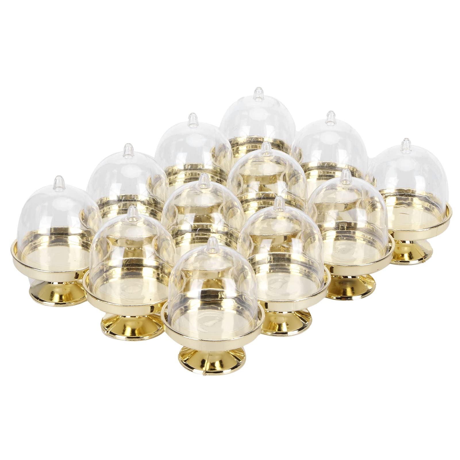 12-Piece Mini Candy Box Set with Lid - Gold Cake Stand & Cupcake Display Plates for Parties, Weddings, Baby Showers | Elegant Candy Serving Trays for Dessert Tables & Buffets