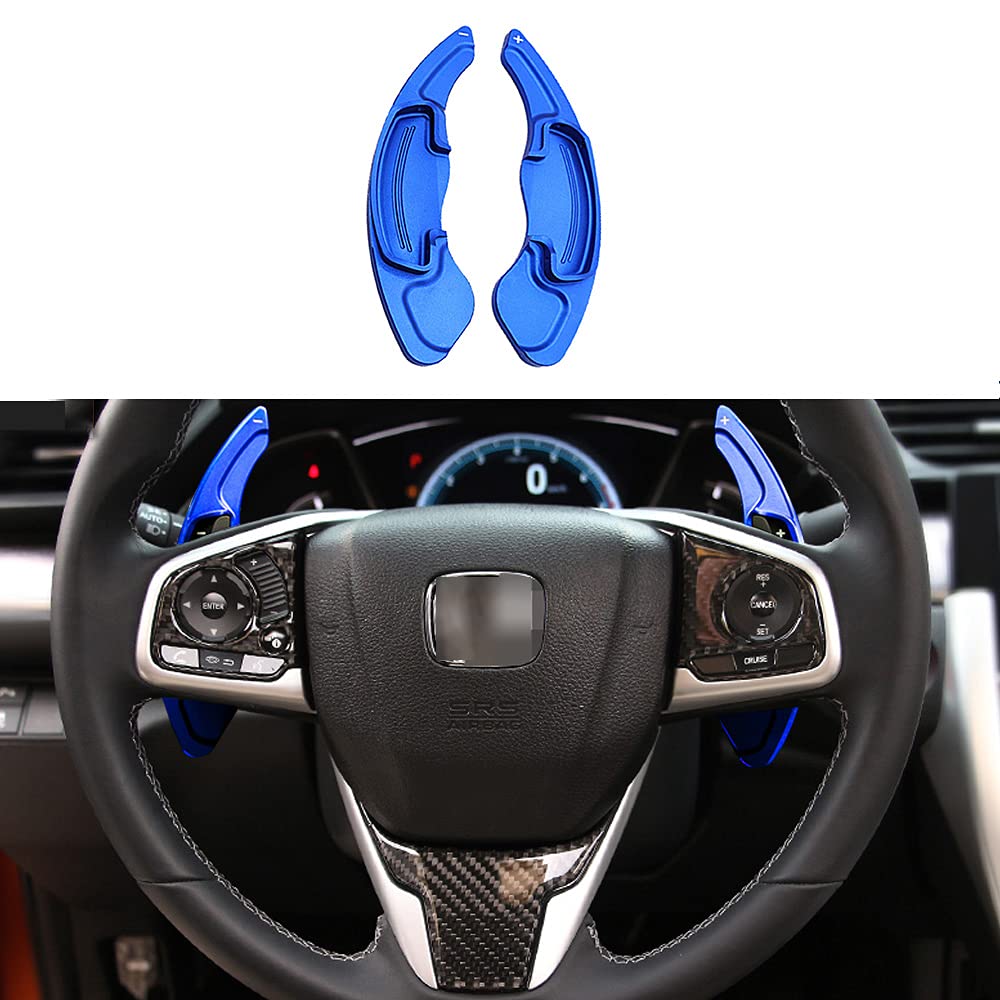Rifoda Aluminum Alloy Steering Wheel Shifter Paddles Extension for Honda Civic 2016-2021 & Accord 2013-2020 | Blue Interior Decoration Accessories (2PCS) | Enhance Driving Experience & Sporty Look