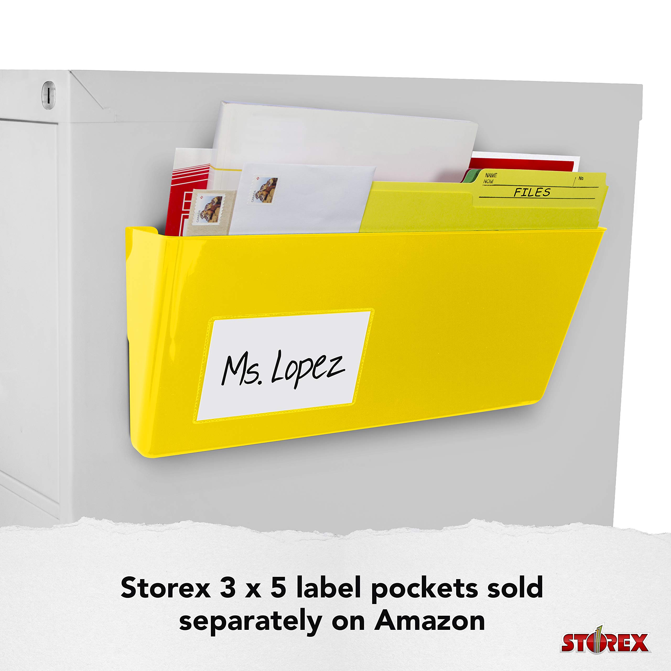Storex Legal-Size Magnetic Wall Pocket – Heavy-Duty Plastic File Organizer with Strong Magnet Holds 5lbs, Clear 6-Pack (70240U06C) – Perfect for Office, Home, Classroom & Workshop Organization