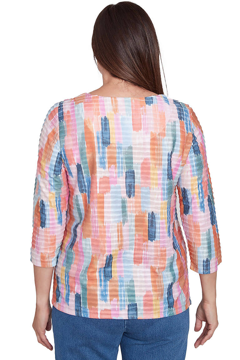 Free Spirit Brushstrokes Top - Boho Floral Print Women's Blouse for Casual & Festival Wear