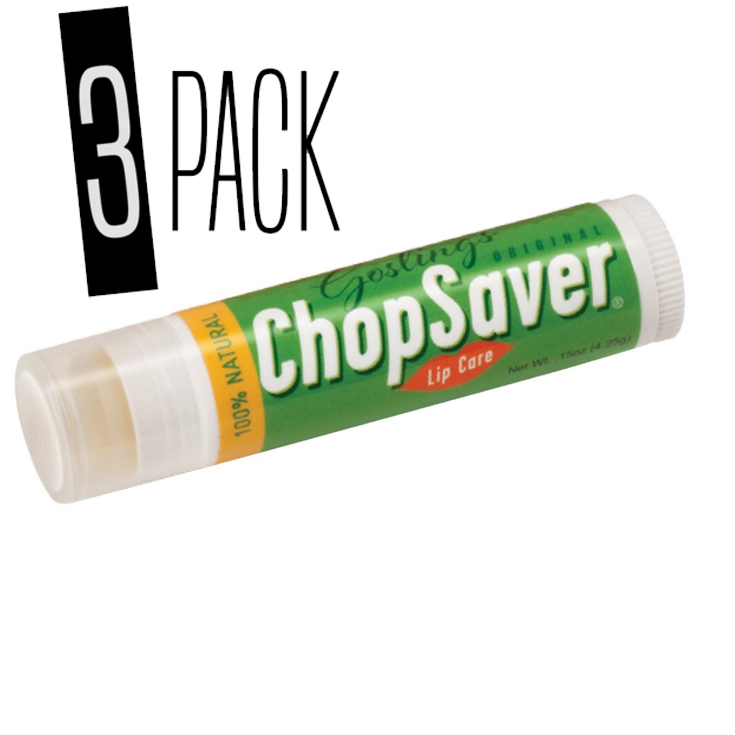 Chop Saver Original Lip Balm 3 Pack - Moisturizing Lip Care for Dry, Chapped Lips - Perfect for Winter, Hiking & Outdoor Activities