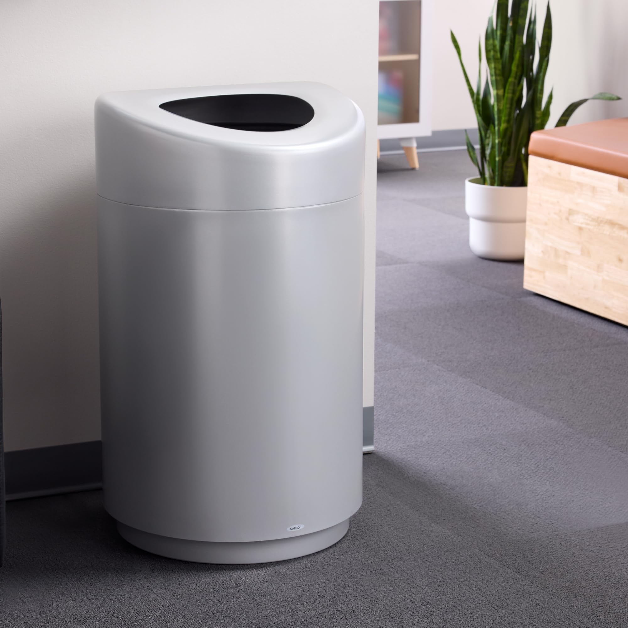 Safco 30 Gallon Stainless Steel Open Top Trash Can - Modern Silver Garbage Bin for Kitchen, Office, Bathroom & Indoor Use - Durable & Stylish Waste Container for Home & Commercial Spaces