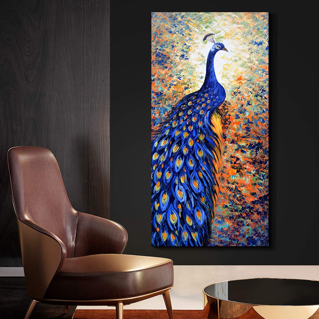Denozer Peacock Canvas Art Prints - 20x40 Inch Framed Animal Peacock Wall Decor for Bathroom, Living Room & Home | Ready to Hang | Perfect for Modern Home Decor, Office Spaces & Gift Giving