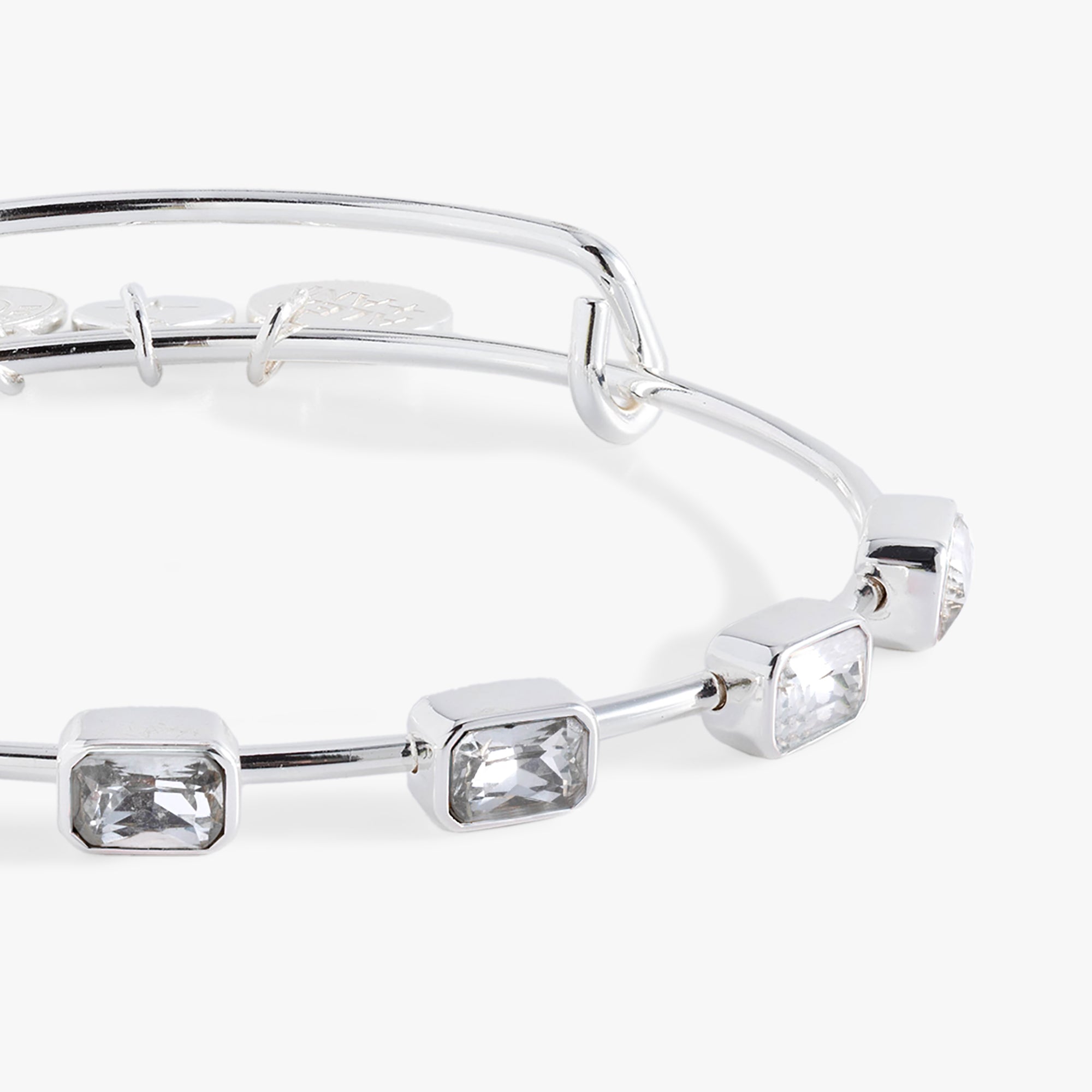 April Birthstone Emerald Cut Sterling Silver Bangle Bracelet for Women - Elegant Jewelry Gift for Birthday, Anniversary & Special Occasions