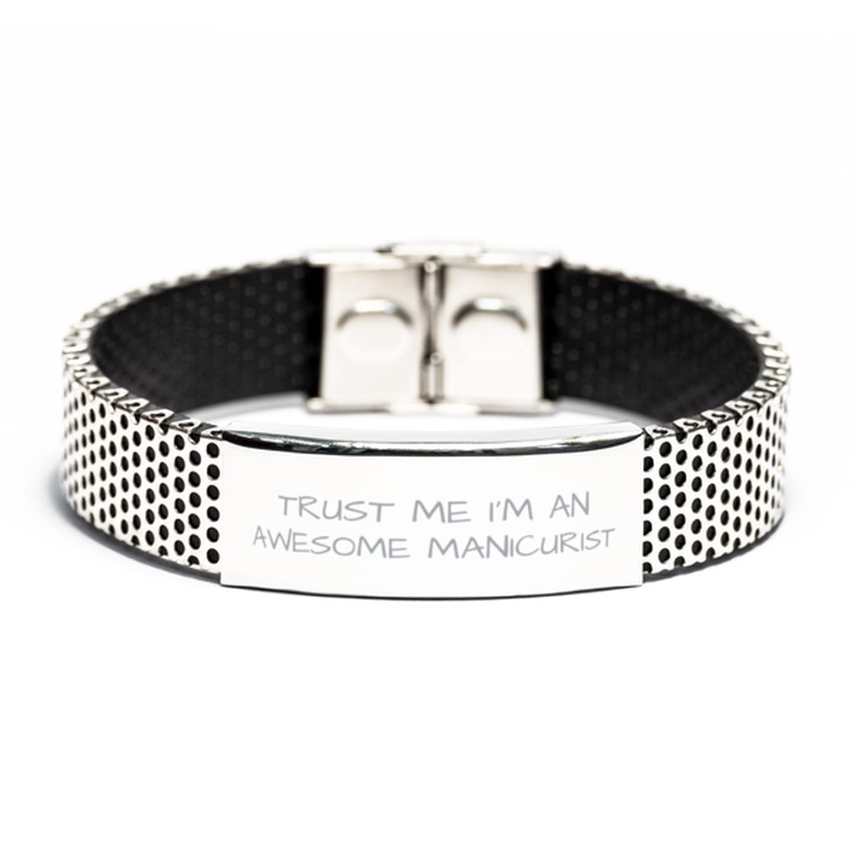 Stainless Steel Manicurist Bracelet - Funny 'Trust Me I'm An Awesome Manicurist' Jewelry Gift for Women & Men | Perfect Birthday, Christmas Present for Nail Technicians & Beauty Lovers | Great for Salons, Apprentices & Cosmetology Students