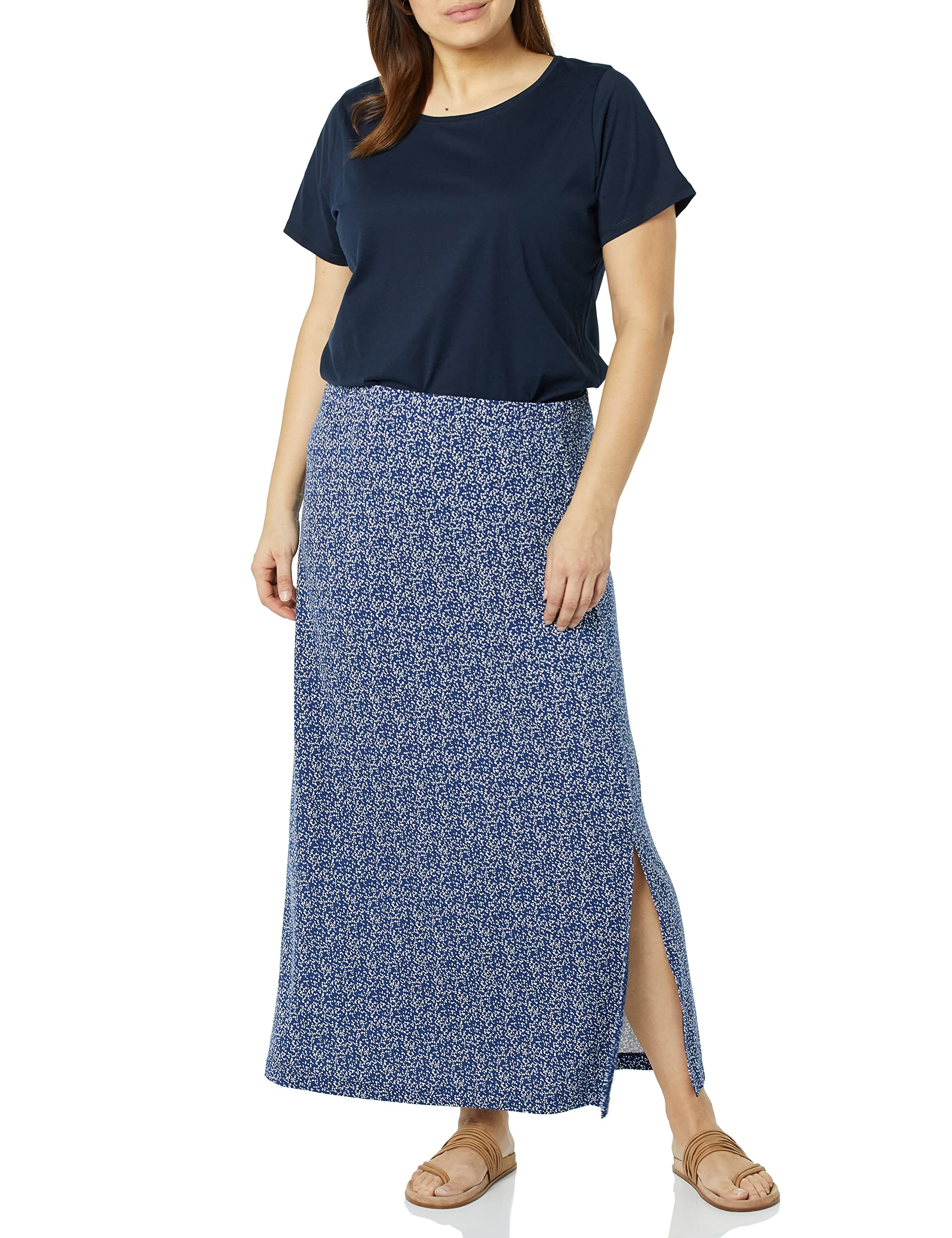 Amazon Essentials Women's Lightweight Knit Maxi Skirt - Comfortable Stretchy Long Skirt for Casual Wear, Travel & Summer Outfits