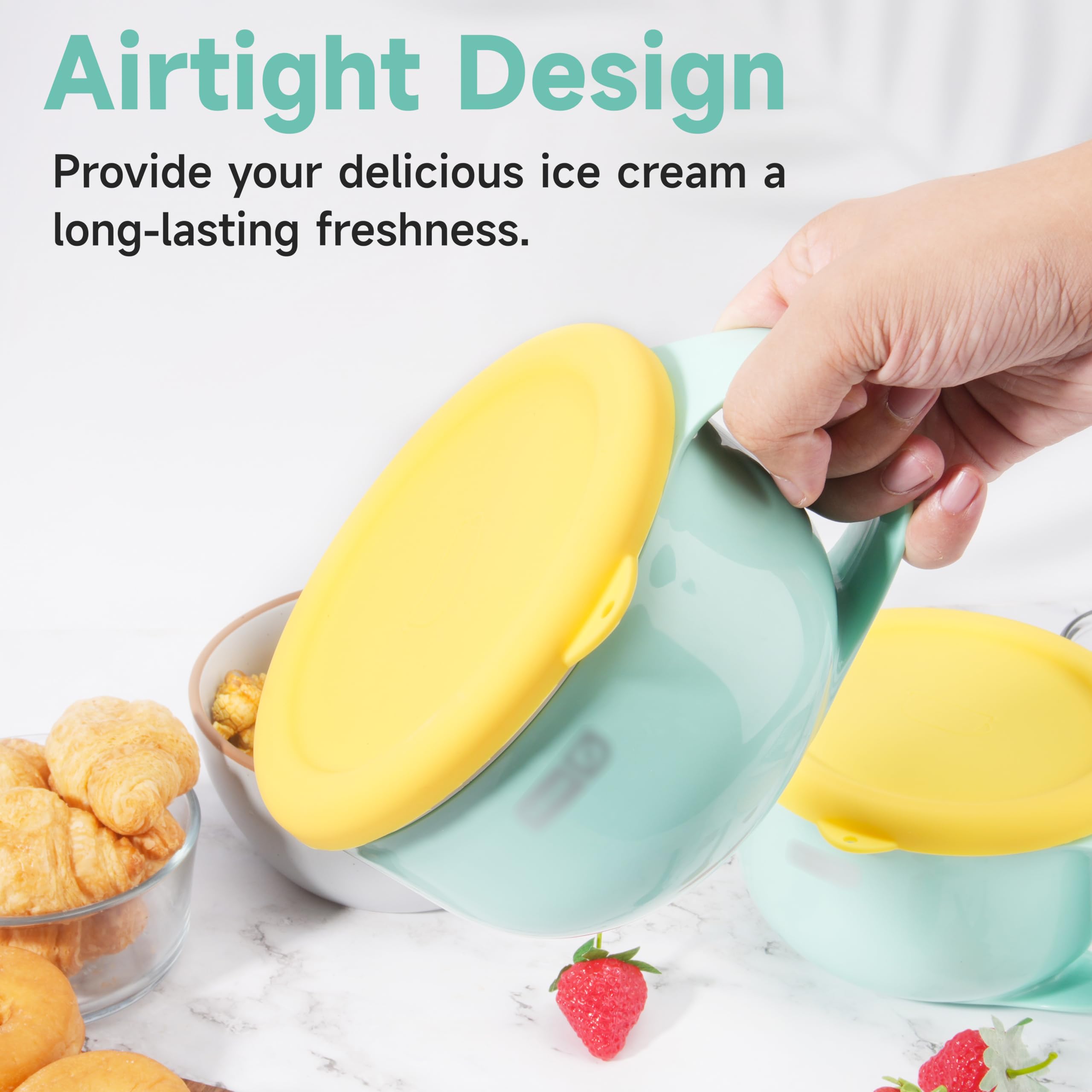 2-Pack Silicone Lids for Dash My Mug Ice Cream Maker - Food Grade Reusable Bowl Covers - Freezer & Dishwasher Safe - Perfect for Ice Cream Storage & Food Preservation (Bowl Not Included)