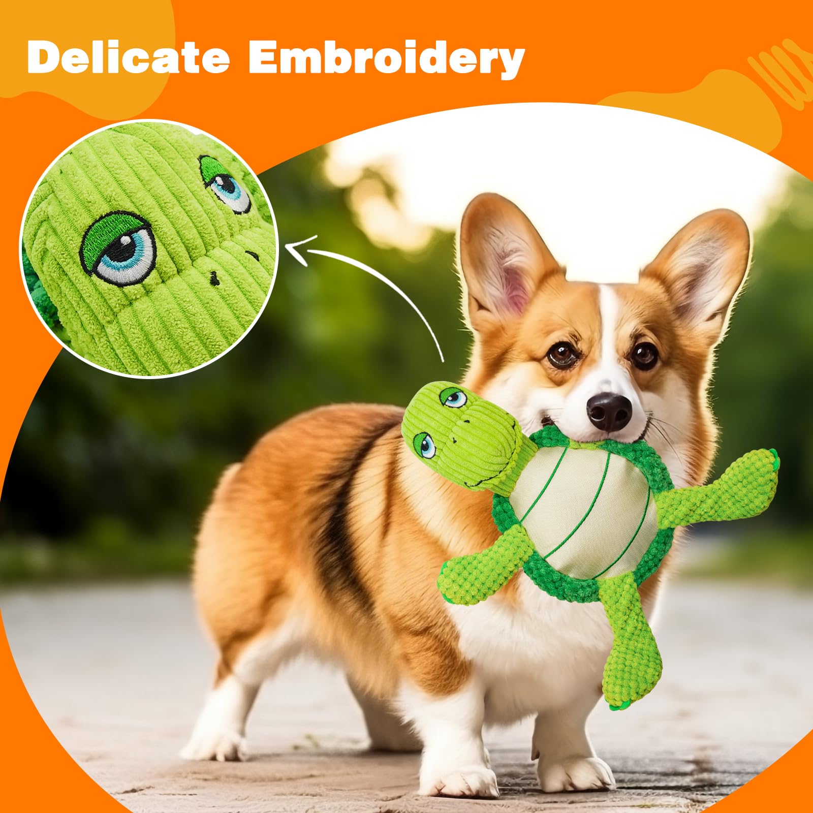 **Durable Squeaky Dog Toys - Cute Turtle Plush Chew Toy for Small & Medium Dogs | Non-Shedding, Interactive Indoor Play | Perfect for Training, Teething & Playtime**