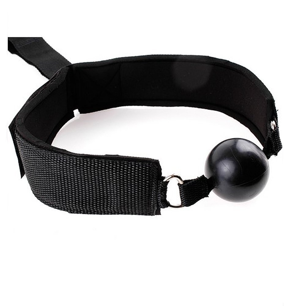 Premium Adjustable Black Handcuffs & Breathable Ball Gag Set - Nylon/Leather Bondage Restraints for Couples, BDSM Toys, Role Play & Spicing Up Bedroom Fun - Perfect for Adults, Flirting & Sensual Play