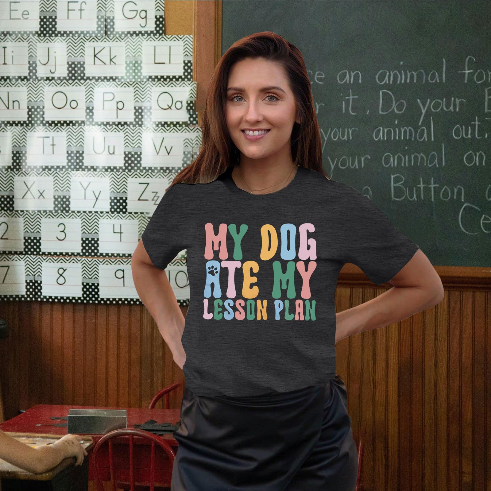 Funny Teacher Shirt for Women - Book Lover & Dog Paw Graphic Tee - First Day of School & Teacher Life Apparel - Perfect for Classroom, Gifts & Casual Wear