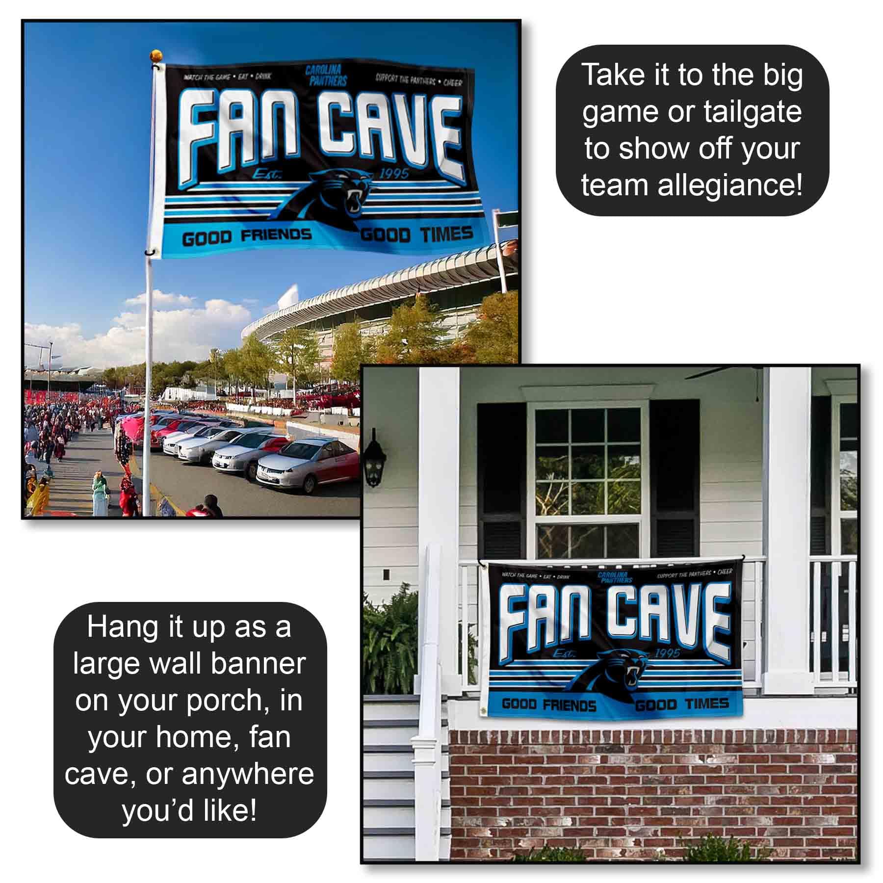 WinCraft Carolina Panthers NFL Team Fan Cave Banner Flag - Perfect for Game Day Decor, Man Cave, Tailgating & Panthers Fan Gifts