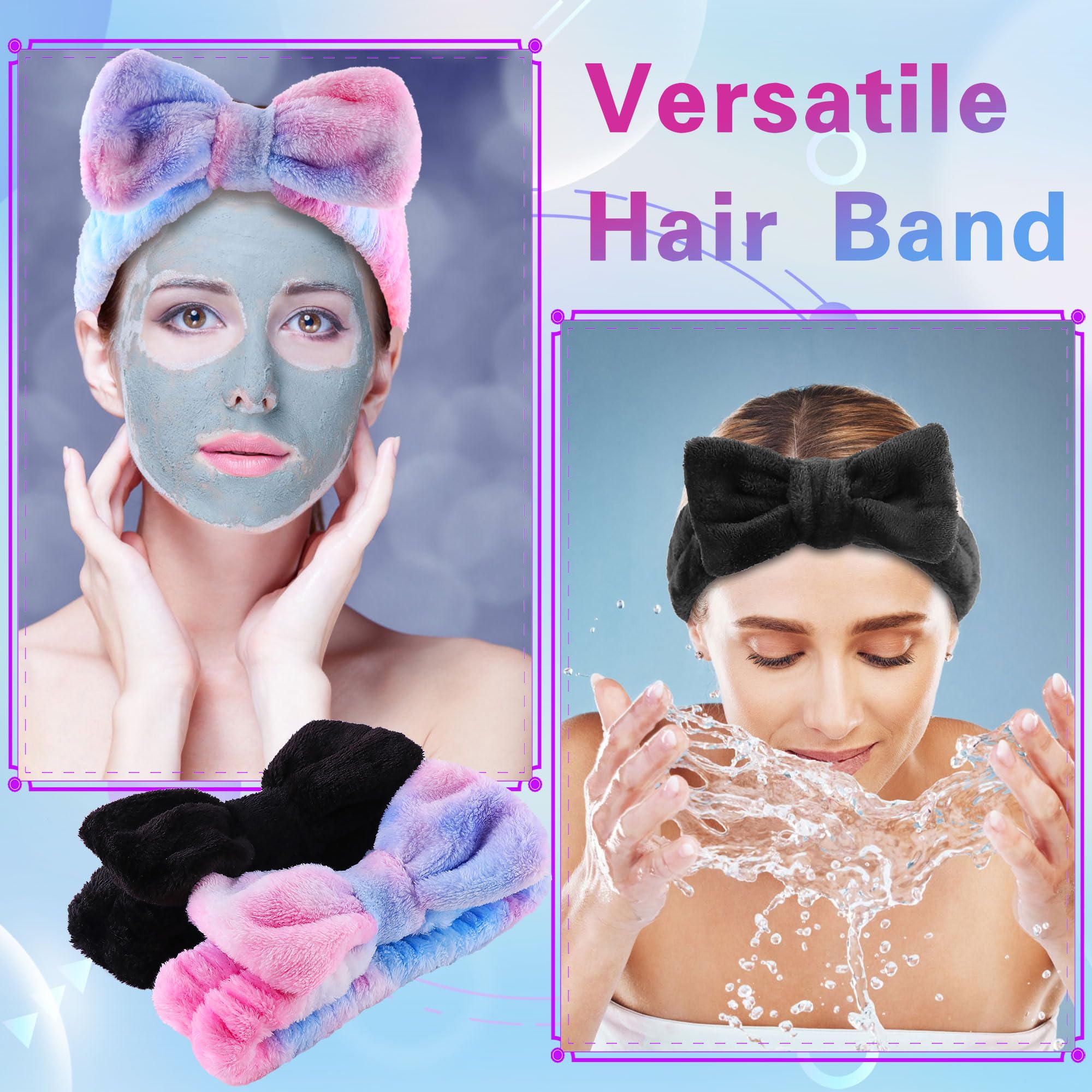 Soft Velvet Makeup Headband for Women - Spa & Skincare Head Wrap - Perfect for Facials, Washing Face & Beauty Routine (Pink)