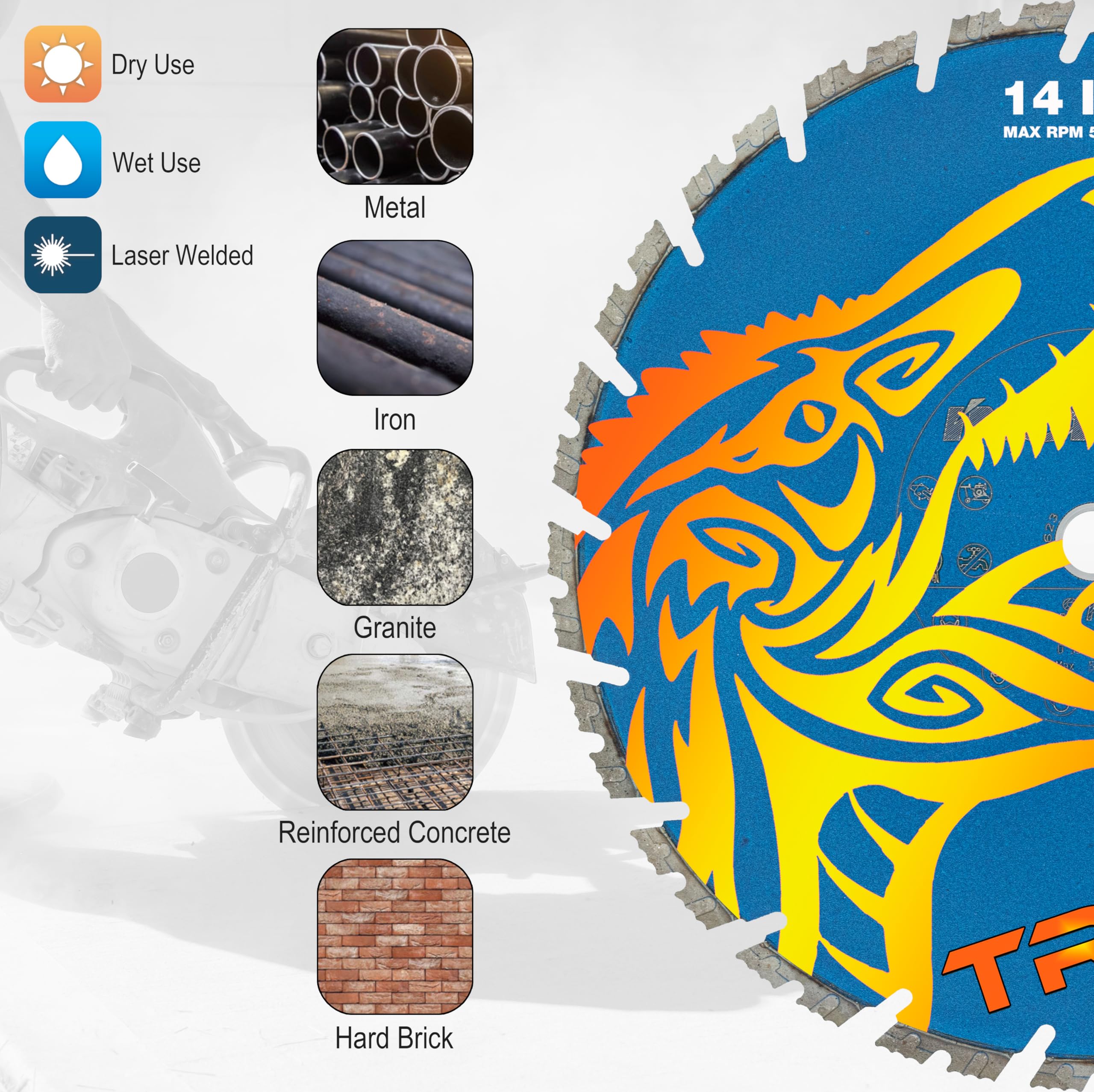 New All Cut Pro Diamond Blade - The Piranha - 16 Inch Premium Cutting Disc for Concrete, Tile, Granite & Masonry - Perfect for Construction, Renovation & DIY Projects
