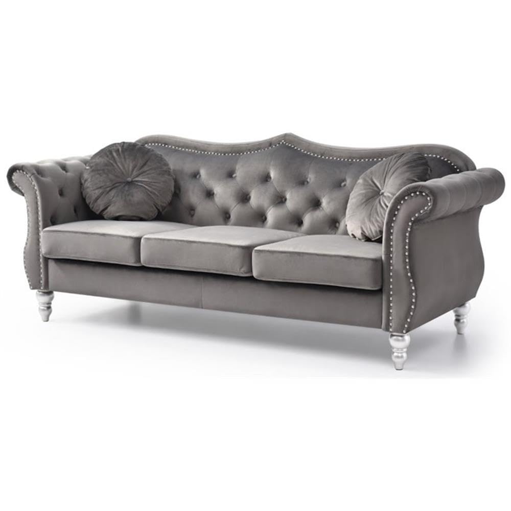 Luxury Hollywood Velvet Sofa - Dark Gray Modern Living Room Furniture for Small Spaces | Perfect for Apartments, Condos & Cozy Home Decor